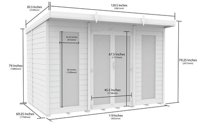 Scandi 10 x 6 Pent Summerhouse (Full Height Window) - Premium Garden