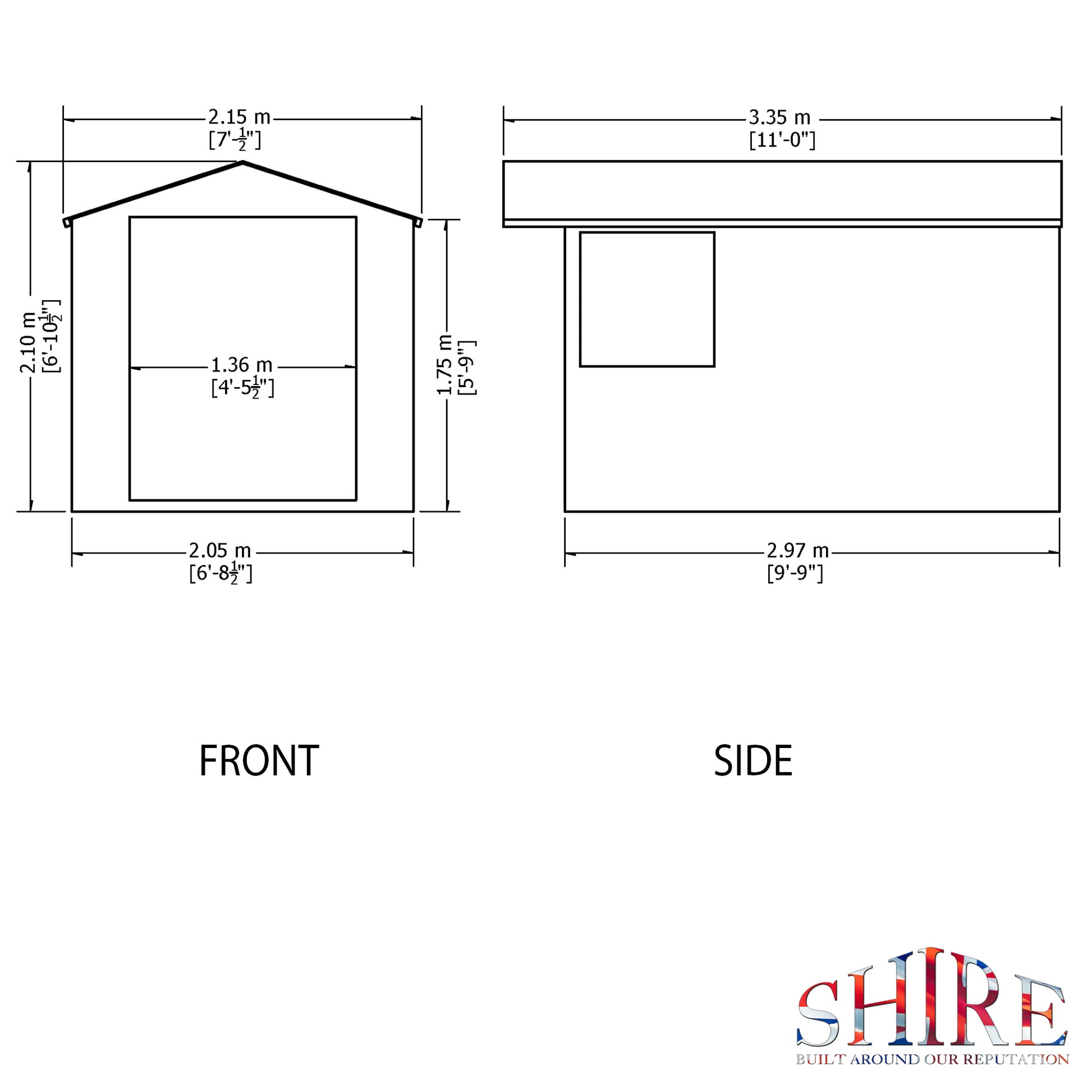Shire 10 x 7 Dip Treated Overlap Shed Double Door - Premium Garden