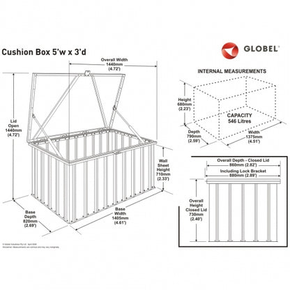 Globel 5 x 3 Metal Storage Cushion Box  - Green - Premium Garden
