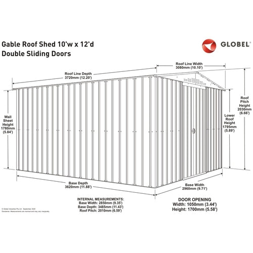 Globel 10 x 12 Apex  Metal Garden Shed - Green - Premium Garden
