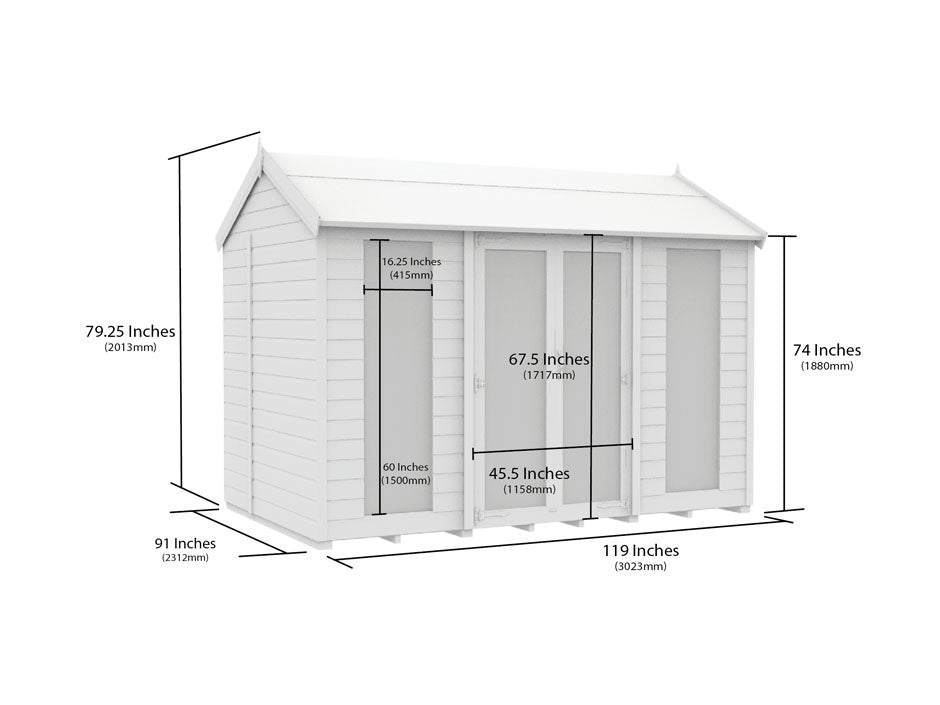 Scandi 8 x 10 Apex Summerhouse (Full Height Window) - Premium Garden