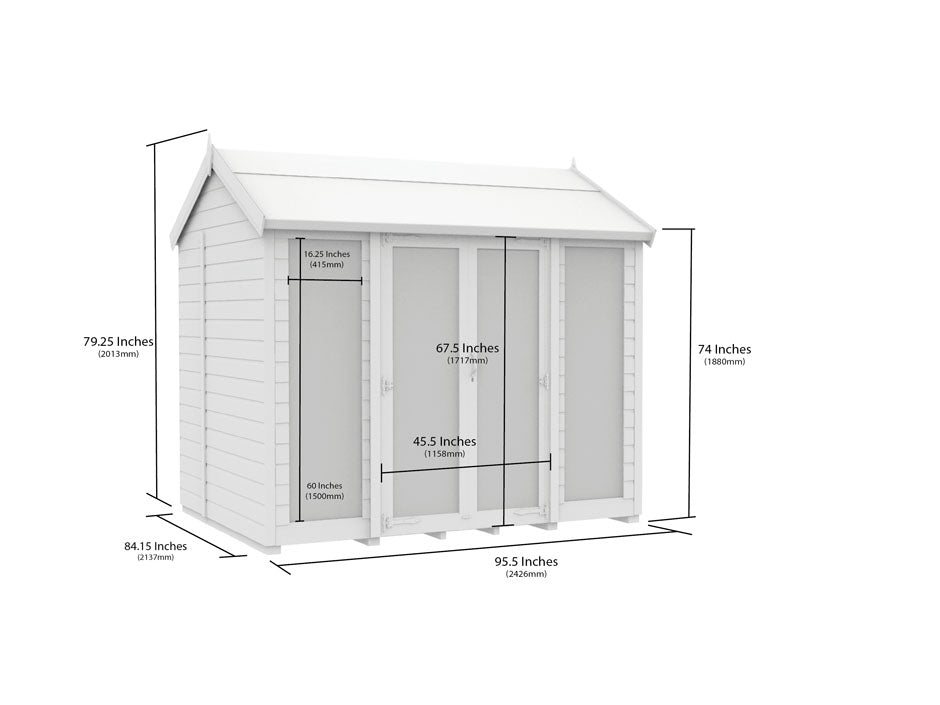 Scandi 7 x 8 Apex Summerhouse (Full Height Window) - Premium Garden