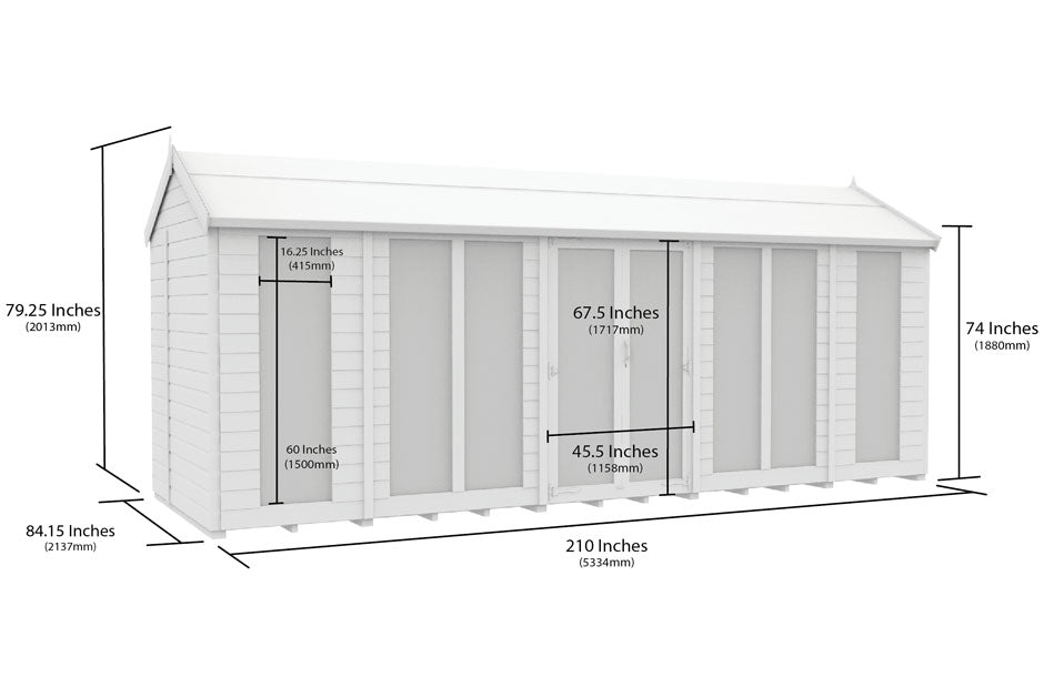 Scandi 7 x 18 Apex Summerhouse (Full Height Window) - Premium Garden