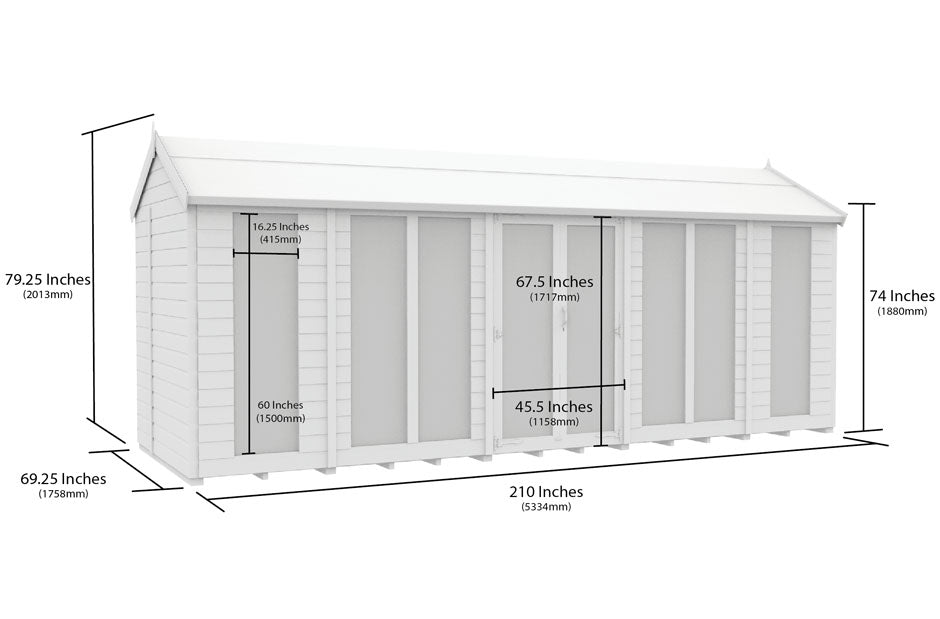 Scandi 6 x 18 Apex Summerhouse (Full Height Window) - Premium Garden
