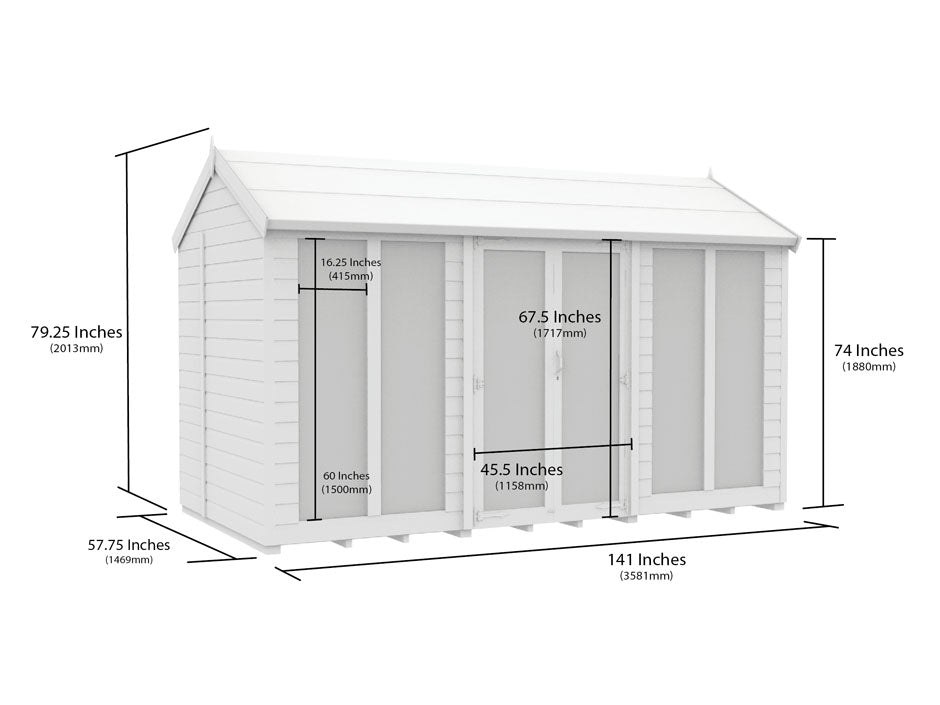 Scandi 5 x 12 Apex Summerhouse (Full Height Window) - Premium Garden