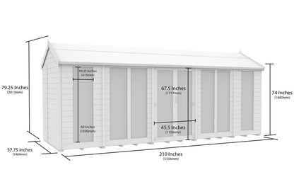 Scandi 5 x 18 Apex Summerhouse (Full Height Window) - Premium Garden