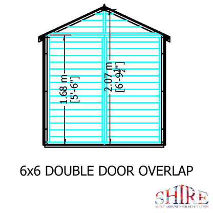 Shire 6 x 6 Dip Treated Overlap Shed Double Door - Premium Garden