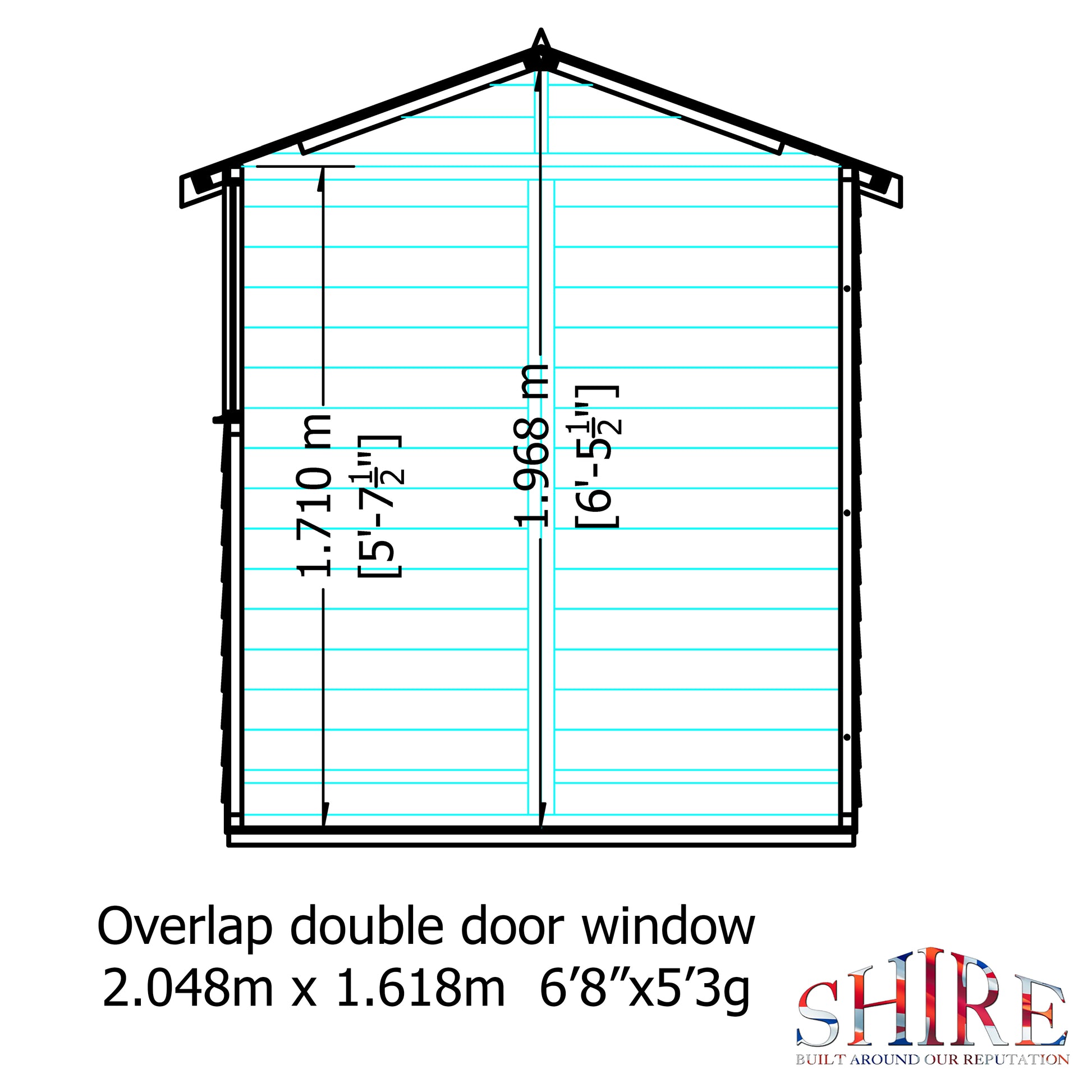 Shire 7 x 5 Dip Treated Overlap Shed Double Door - Premium Garden