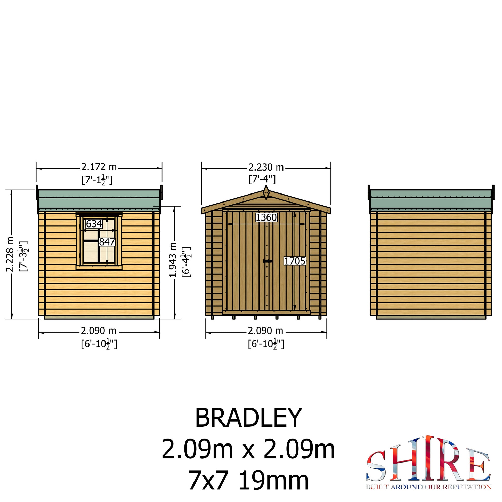 Shire 7 X 7 Bradley Log Cabin - Premium Garden