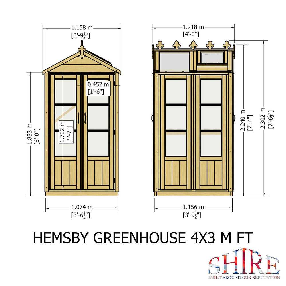 Shire Hemsby 4 x 4 Greenhouse - Premium Garden