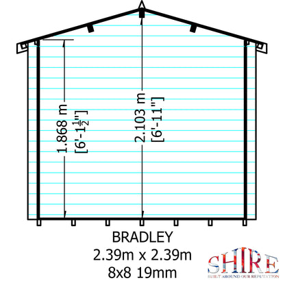 Shire 8 X 8 Bradley Log Cabin - Premium Garden