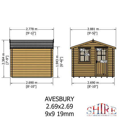 Shire 9 X 9 Avesbury Log Cabin - Premium Garden