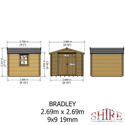 Shire 9 X 9 Bradley Log Cabin - Premium Garden
