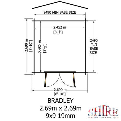 Shire 9 X 9 Bradley Log Cabin - Premium Garden