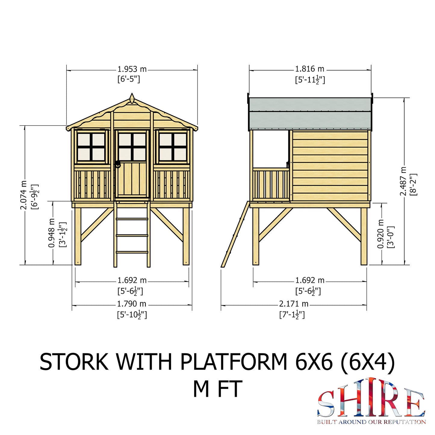 Shire 6 X 4 Stork Playhouse & Platform - Premium Garden