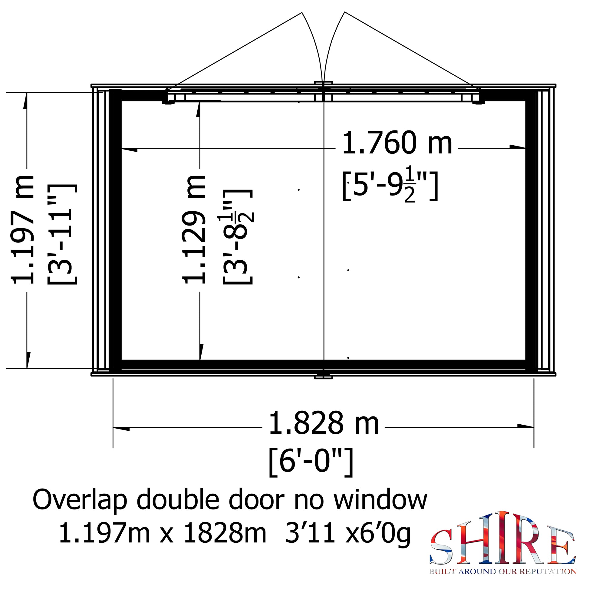 Shire 4 x 6 Dip Treated Overlap Shed Double Door No windows - Premium Garden
