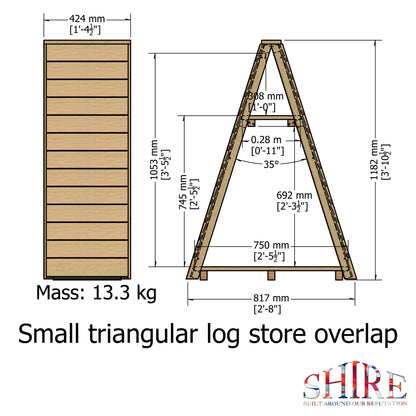Shire 3 X 2 Small Triangular Log Store Overlap Pressure Treated - Premium Garden