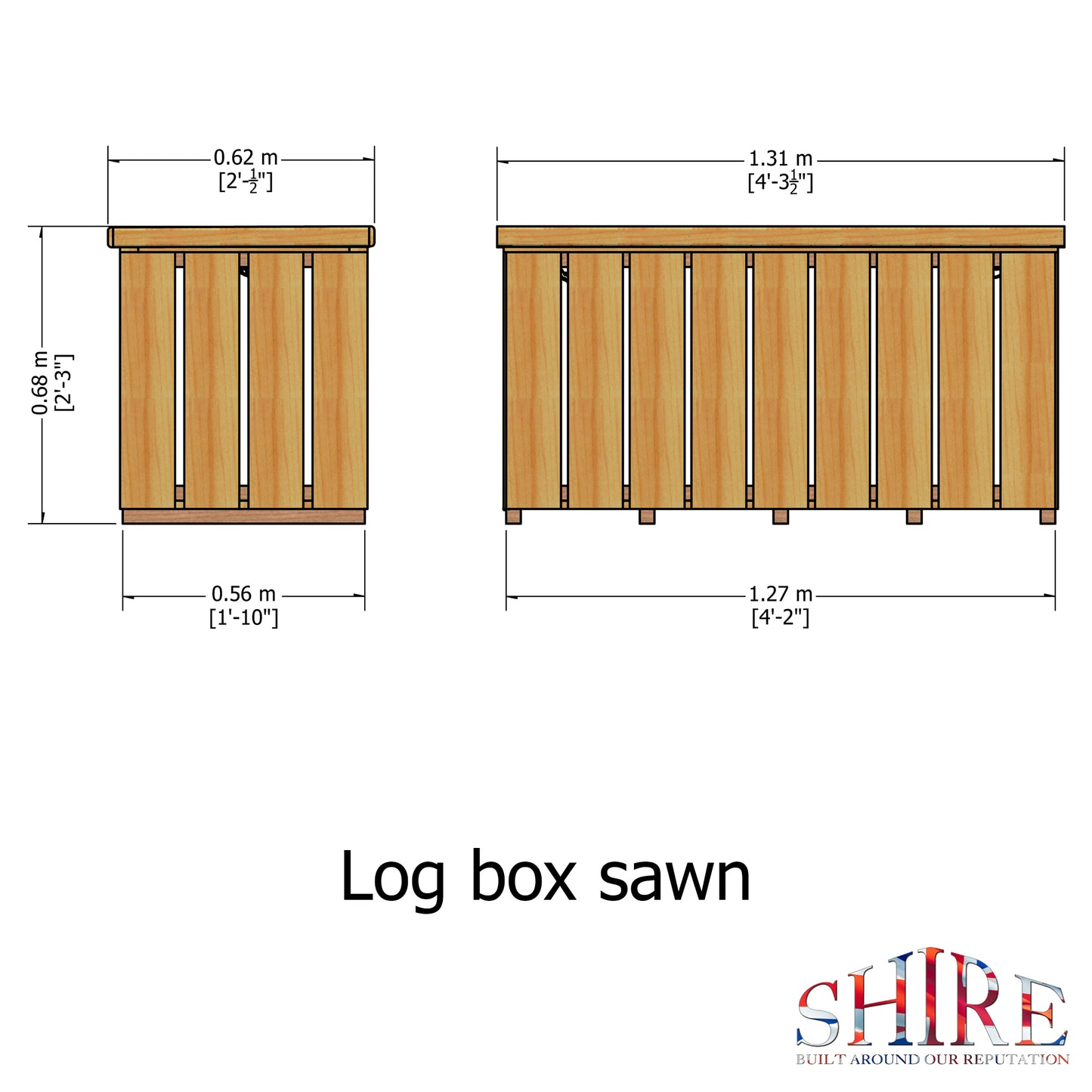 Shire 4 X 1 Log Box Sawn Pressure Treated - Premium Garden
