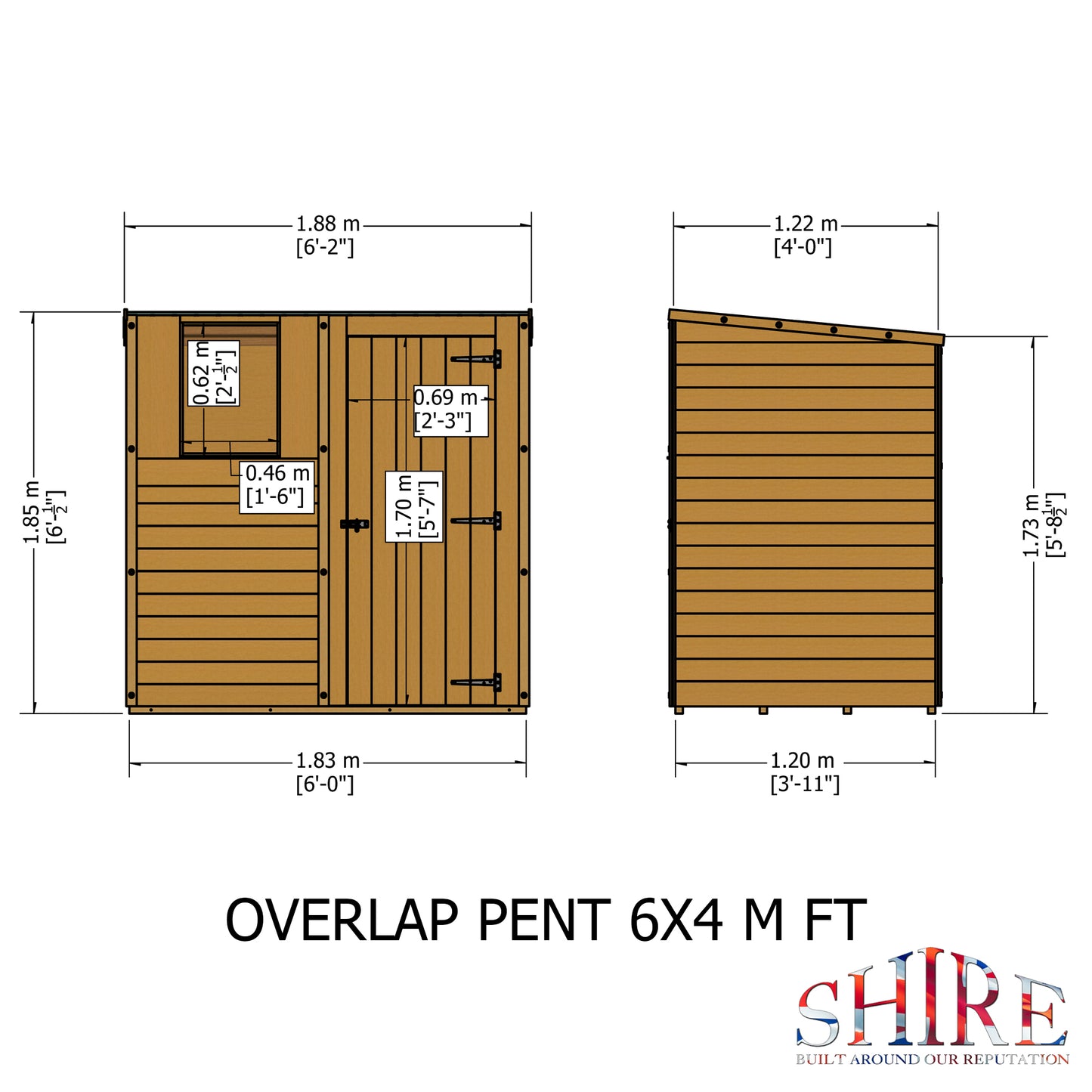 Shire 6 x 4 Dip Treated Overlap Shed Pent - Premium Garden