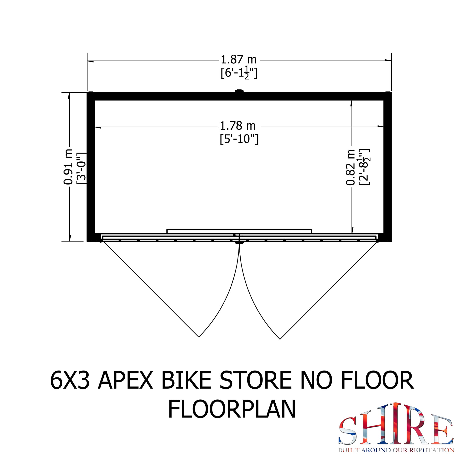 Shire 6 X 3 Apex Bike Store Shiplap no floor - Premium Garden