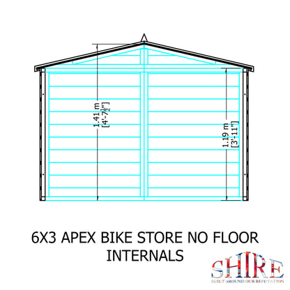 Shire 6 X 3 Apex Bike Store Shiplap no floor - Premium Garden