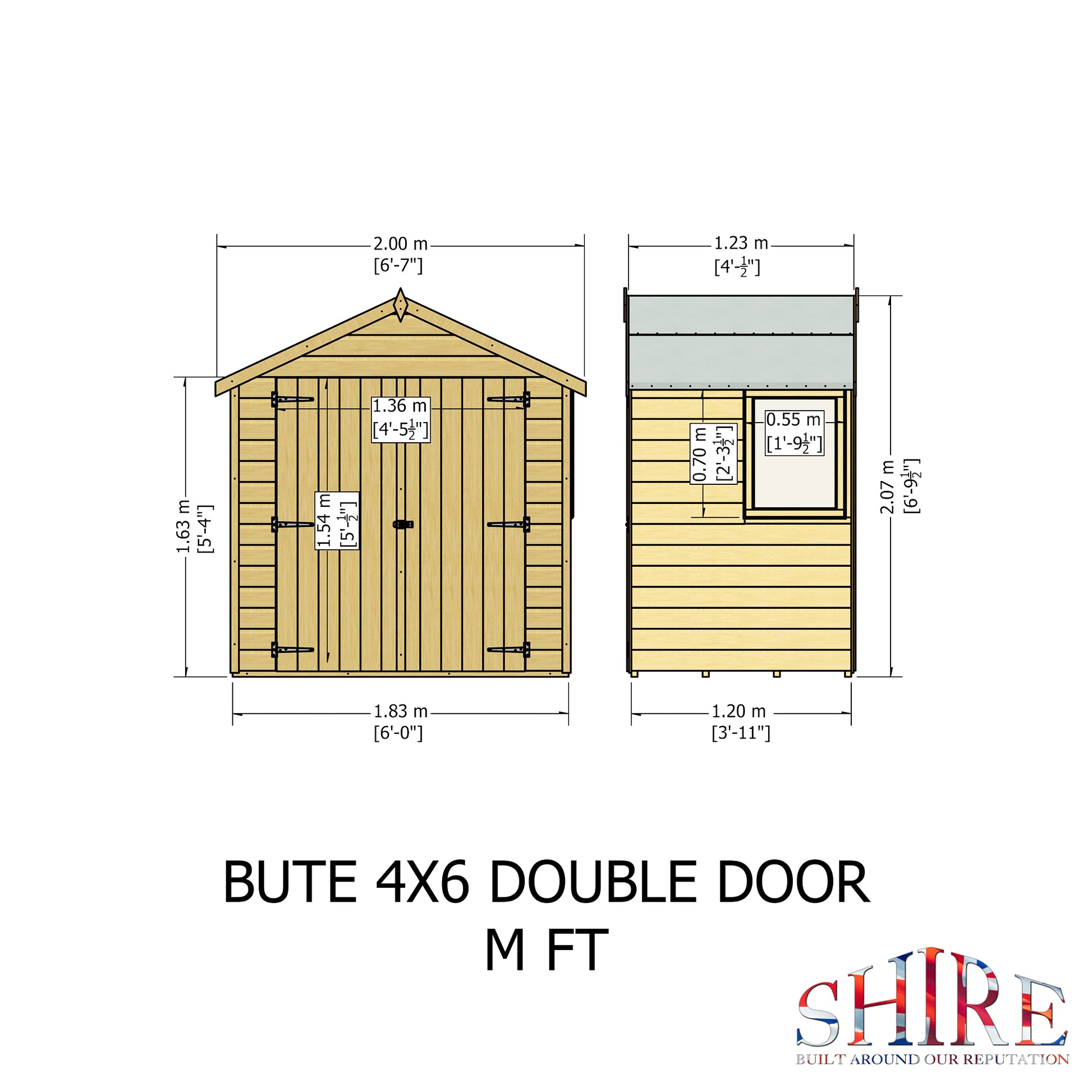 Shire 4 X 6 Bute Shiplap Apex Double Door Shed - Premium Garden