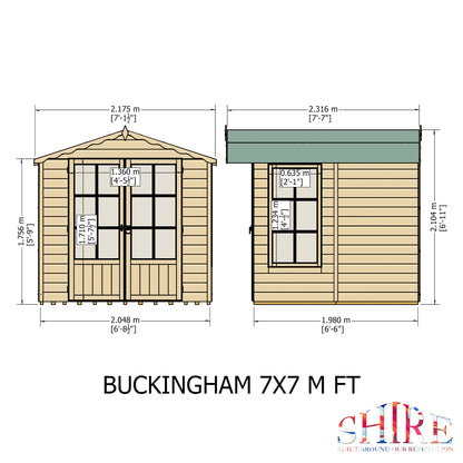 Shire 7 X 7 Buckingham Pressure Treated  Summerhouse - Premium Garden