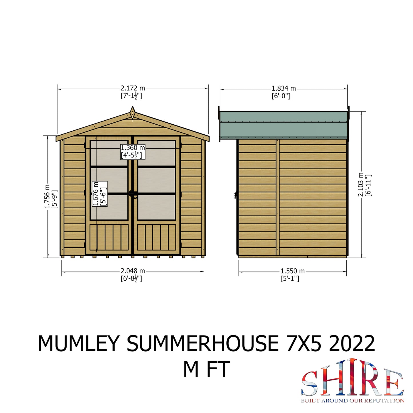 Shire 7 X 5 Mumley Pressure Treated  Summerhouse - Premium Garden