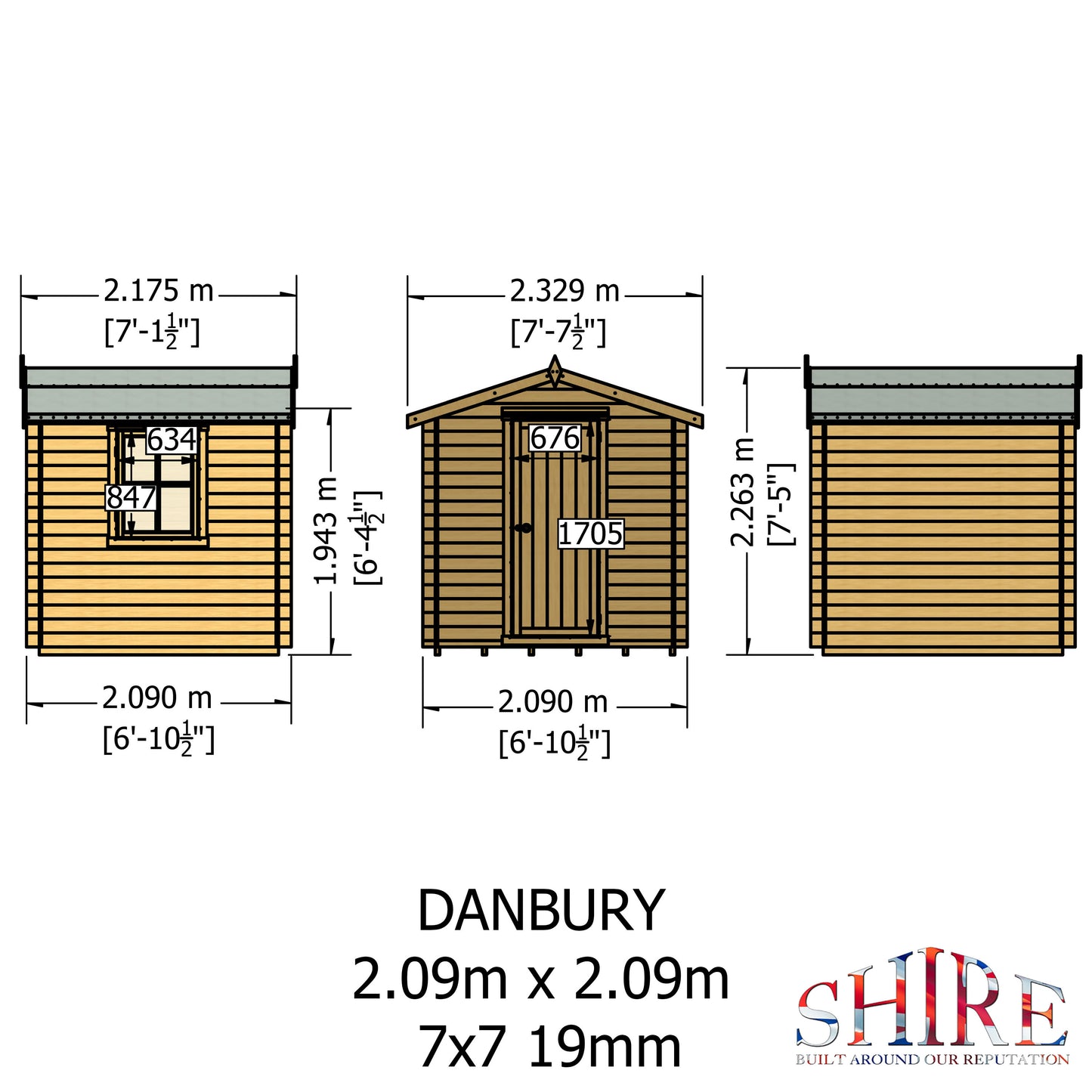 Shire 7 X 7 Danbury Log Cabin - Premium Garden