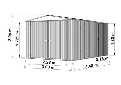 Absco Utility Workshop 3m x 4.48m Metal Shed - Premium Garden