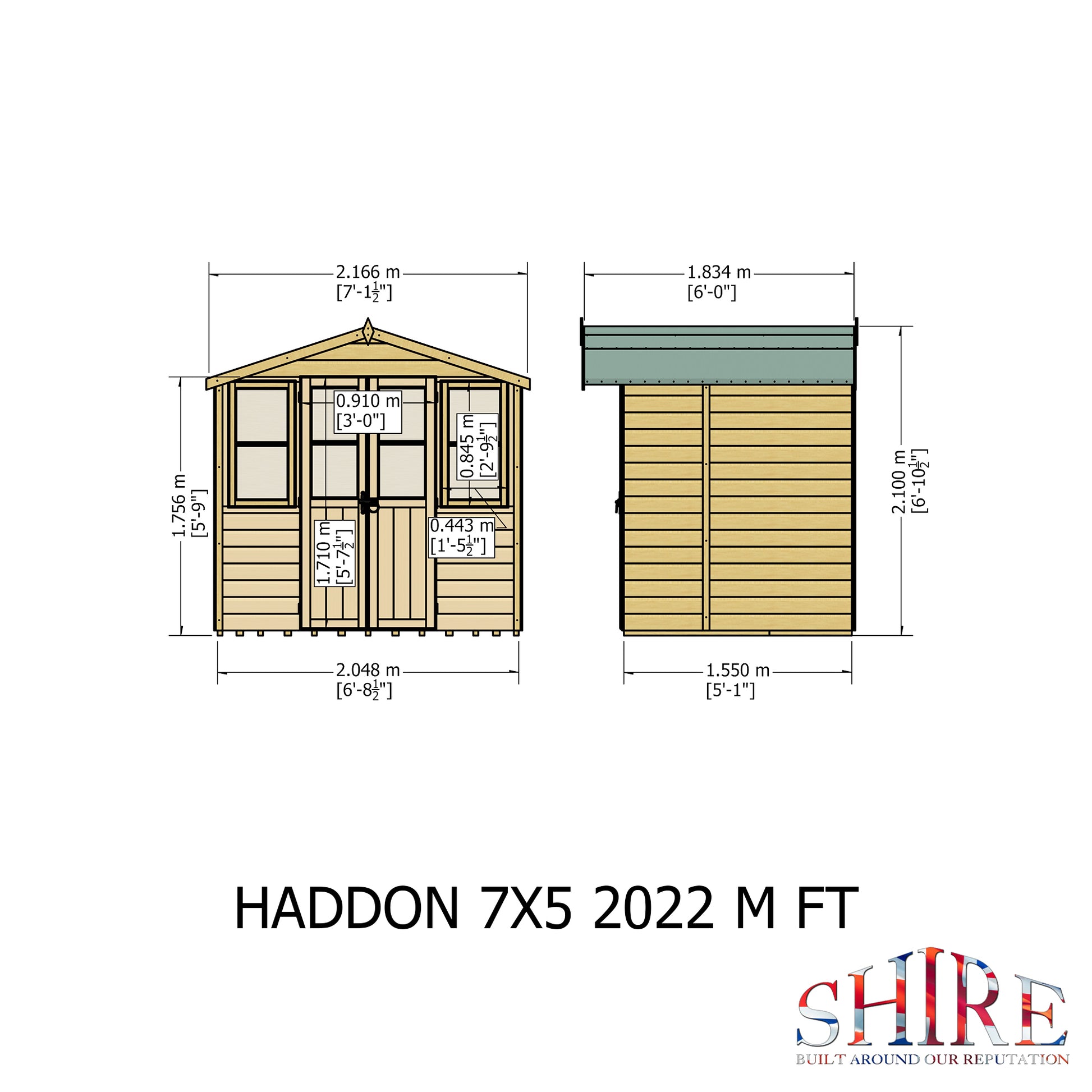 Shire 7 X 5 Haddon Double Door on  Summerhouse - Premium Garden