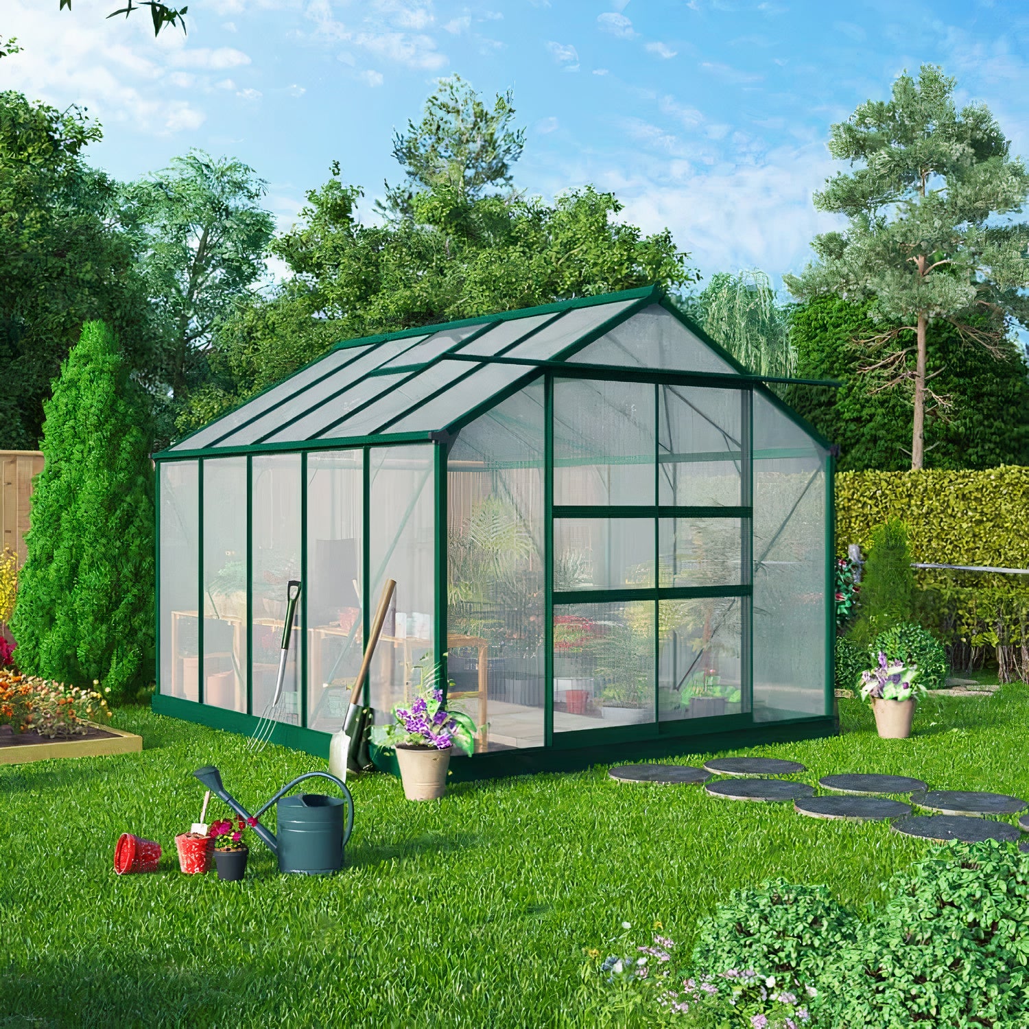 Harvester 8 x 12 Aluminium Polycarbonate Greenhouse - Premium Garden