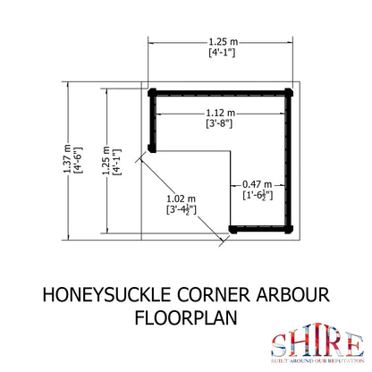 Shire 4 X 4 Honeysuckle Corner Arbour - Premium Garden