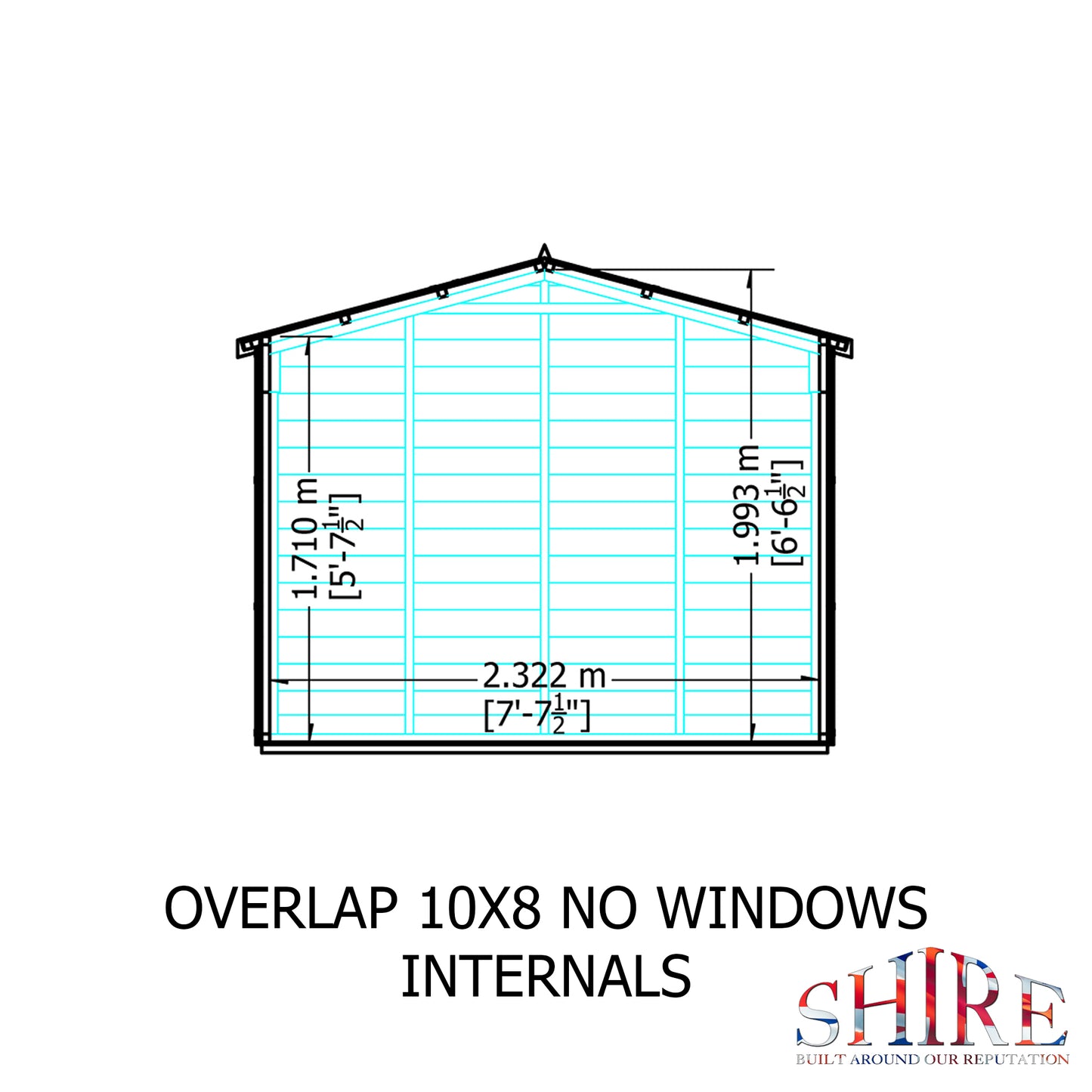 Shire 10 x 8 Dip Treated Overlap Shed Double Door No windows - Premium Garden