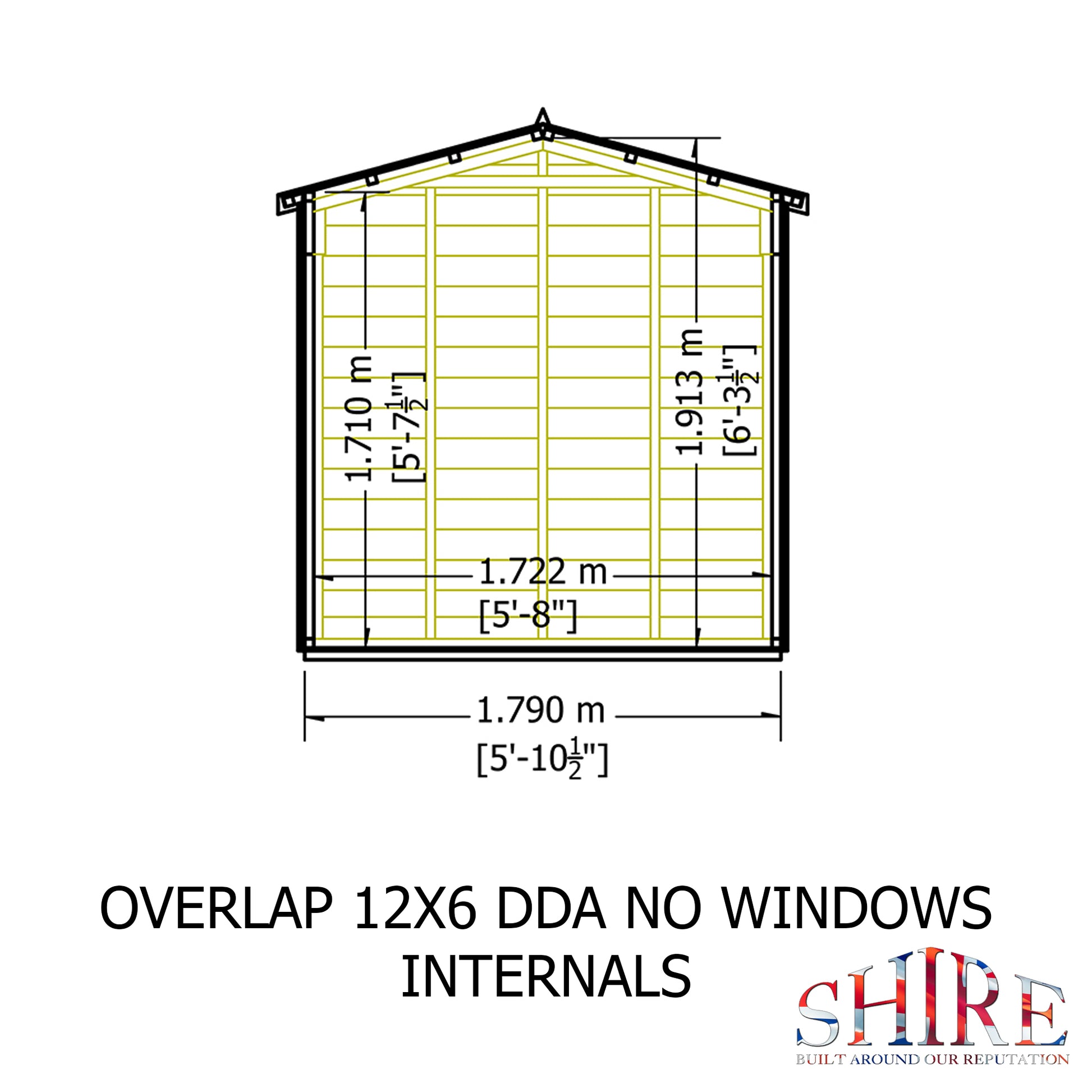 Shire 12 x 6 Dip Treated Overlap Shed Double Door No windows - Premium Garden