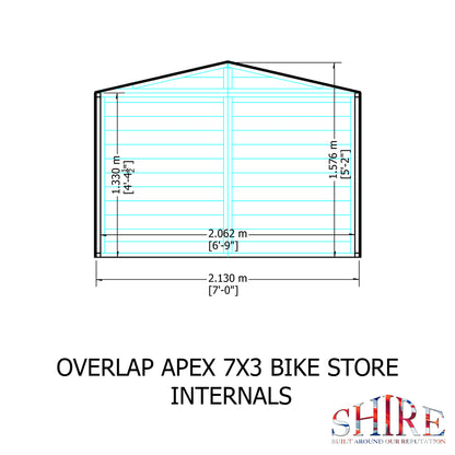 Shire 7x3 Apex Bike Overlap Store - Durable and Compact - Premium Garden