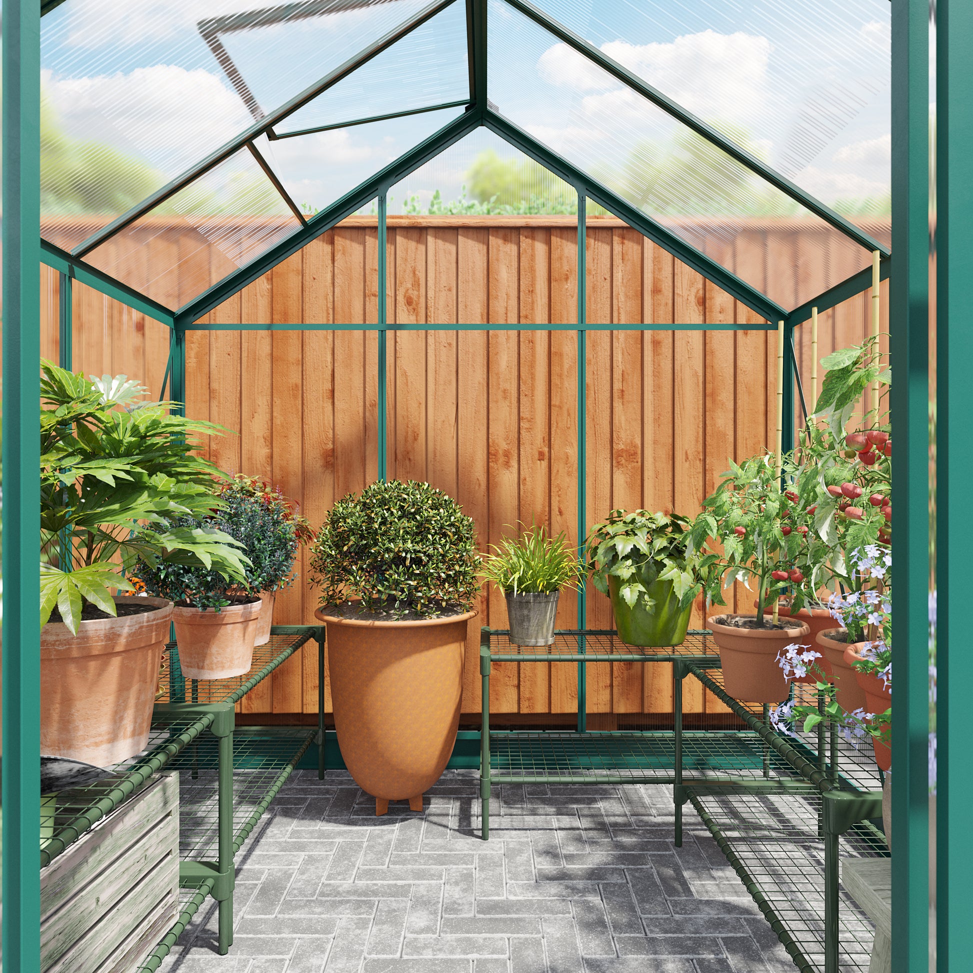 Rosette Hobby 6 x 6 Aluminium Polycarbonate Greenhouse - Premium Garden