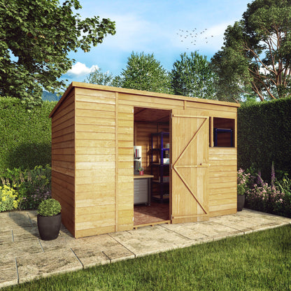 Mercia 10 x 6 Overlap Pent Wooden Shed - Premium Garden