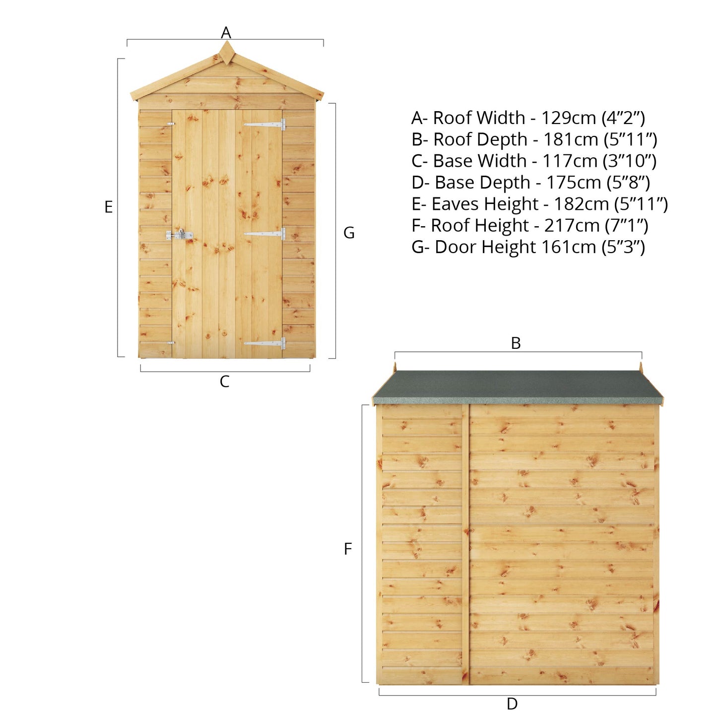 Mercia 6 x 4 Shiplap Apex Wooden Shed - Premium Garden