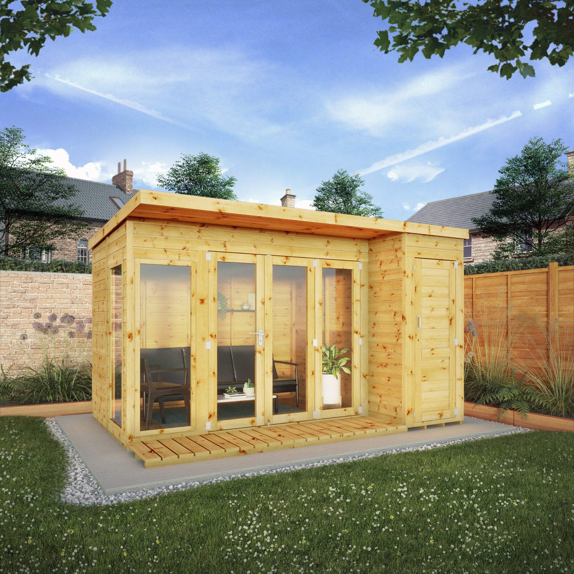 Mercia 12 x 8 Summerhouse With Shed - Premium Garden