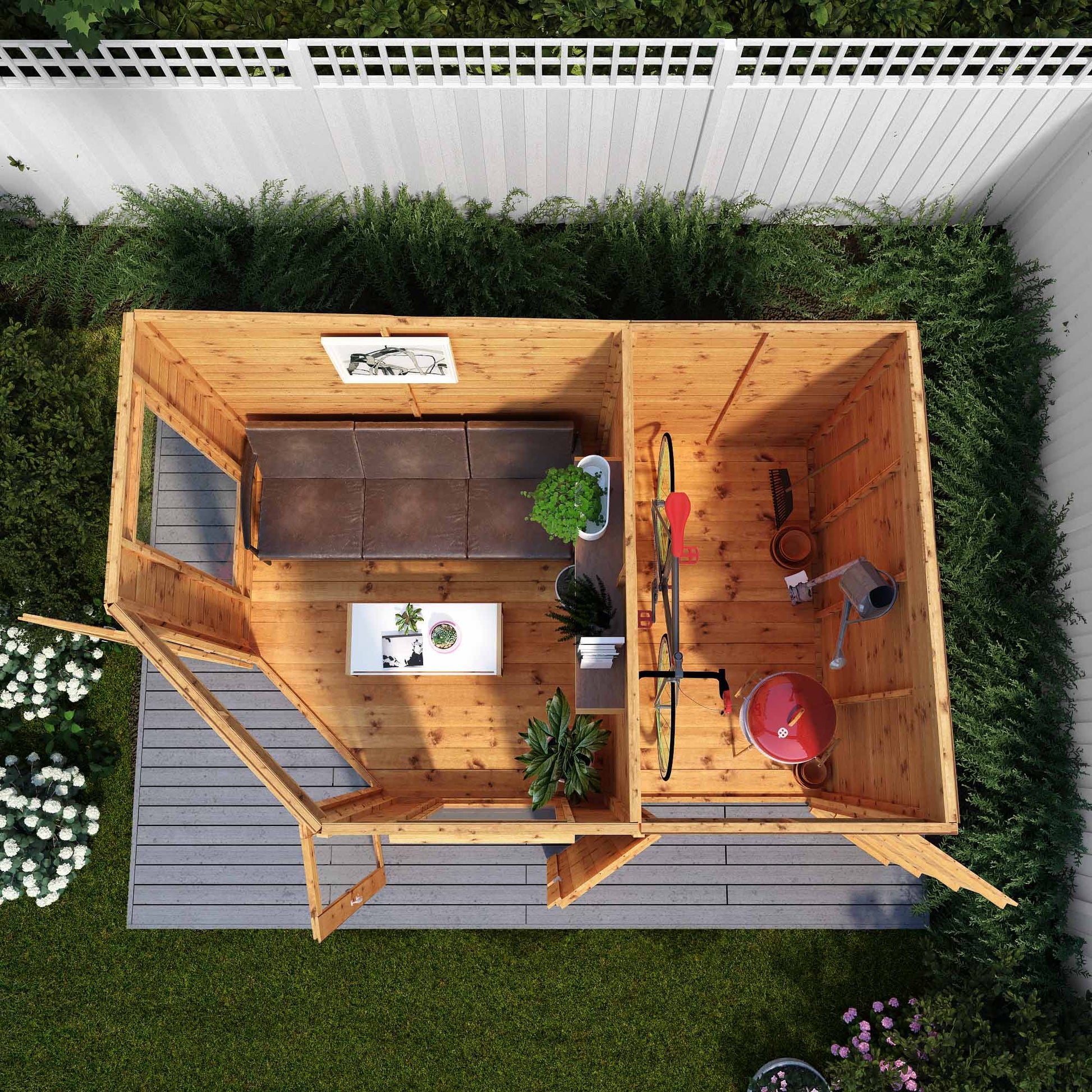 Mercia 7 x 11  Corner Summerhouse With Side Shed - Premium Garden