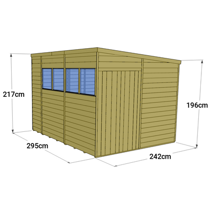 Store More 10 x 8 Tongue and Groove Pent Shed Windowed - Premium Garden