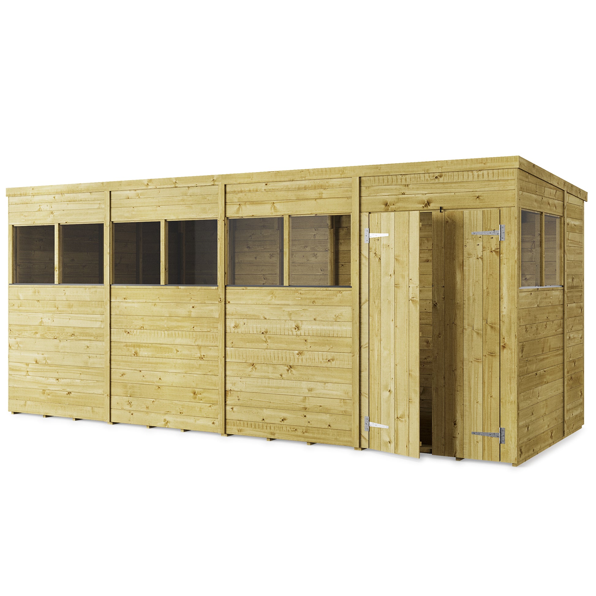 Store More 16 x 6 Tongue and Groove Pent Shed Windowed - Premium Garden