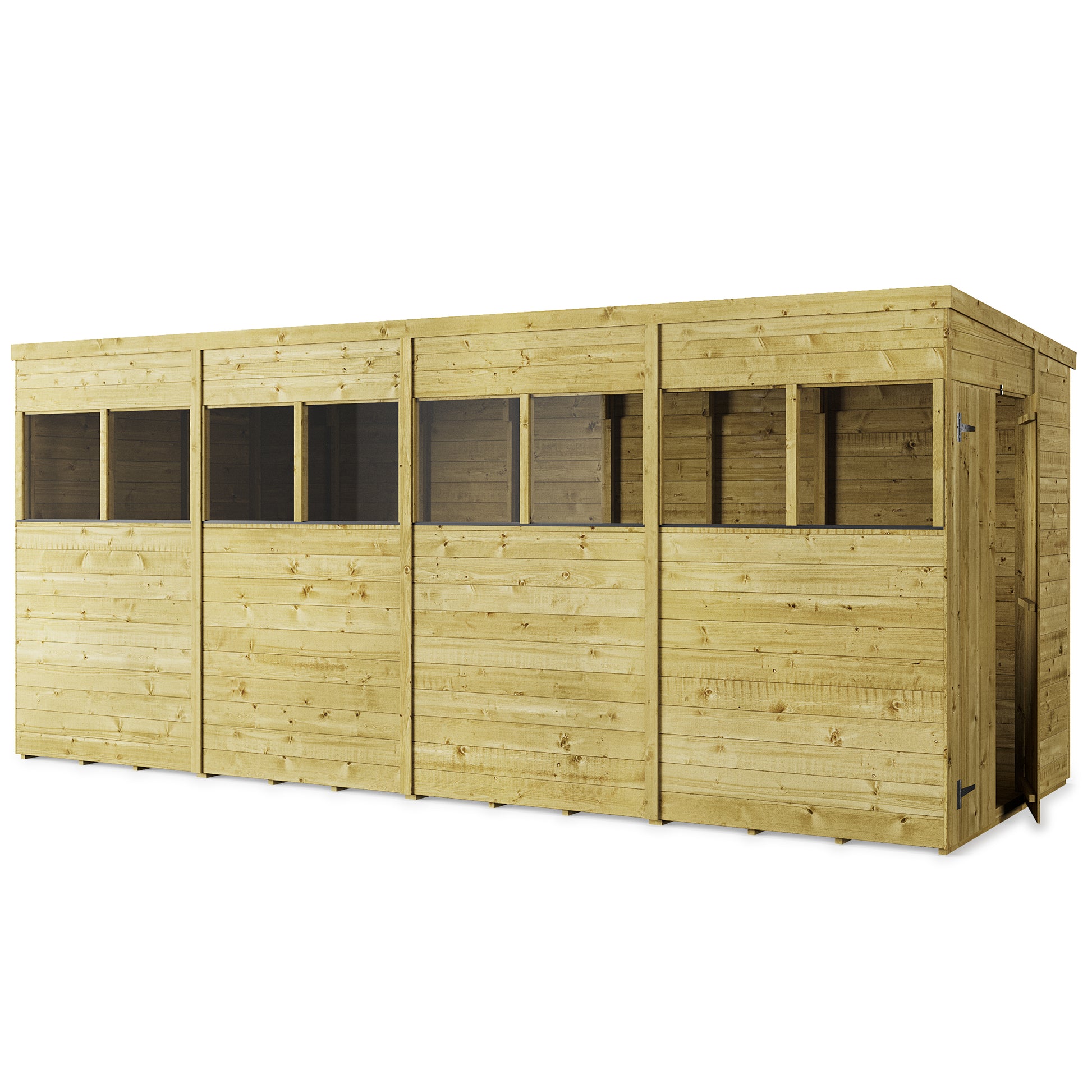 Store More 16 x 6 Tongue and Groove Pent Shed Windowed - Premium Garden