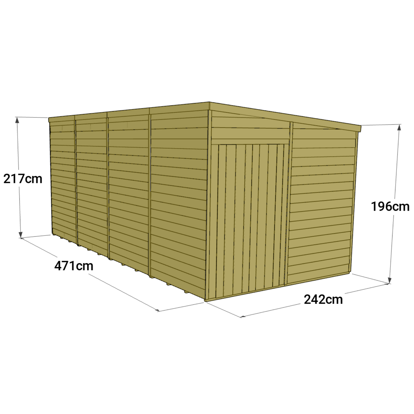 Store More 16 x 8 Tongue and Groove Pent Shed - Premium Garden