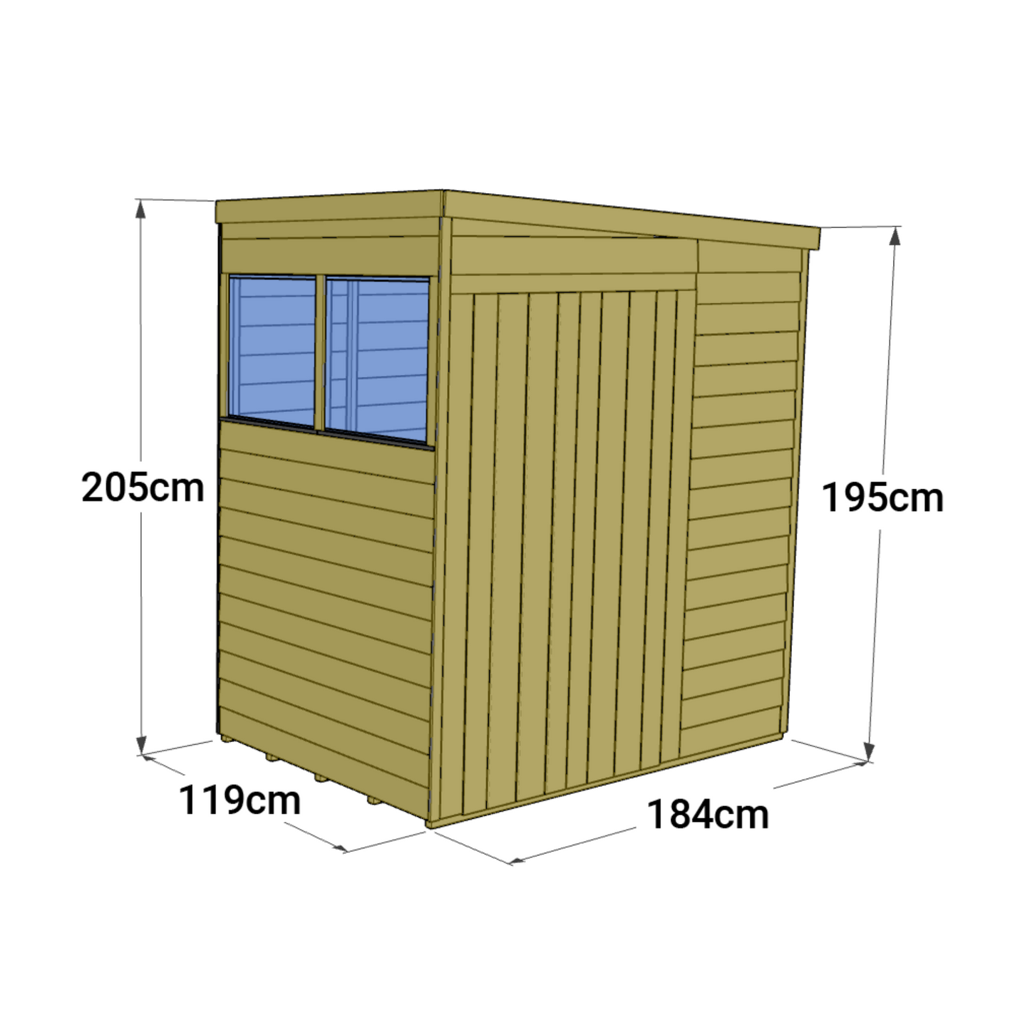 Store More 4 x 6 Tongue and Groove Pent Shed Windowed - Premium Garden