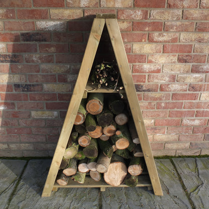 Shire 3 X 2 Small Triangular Log Store Overlap Pressure Treated - Premium Garden