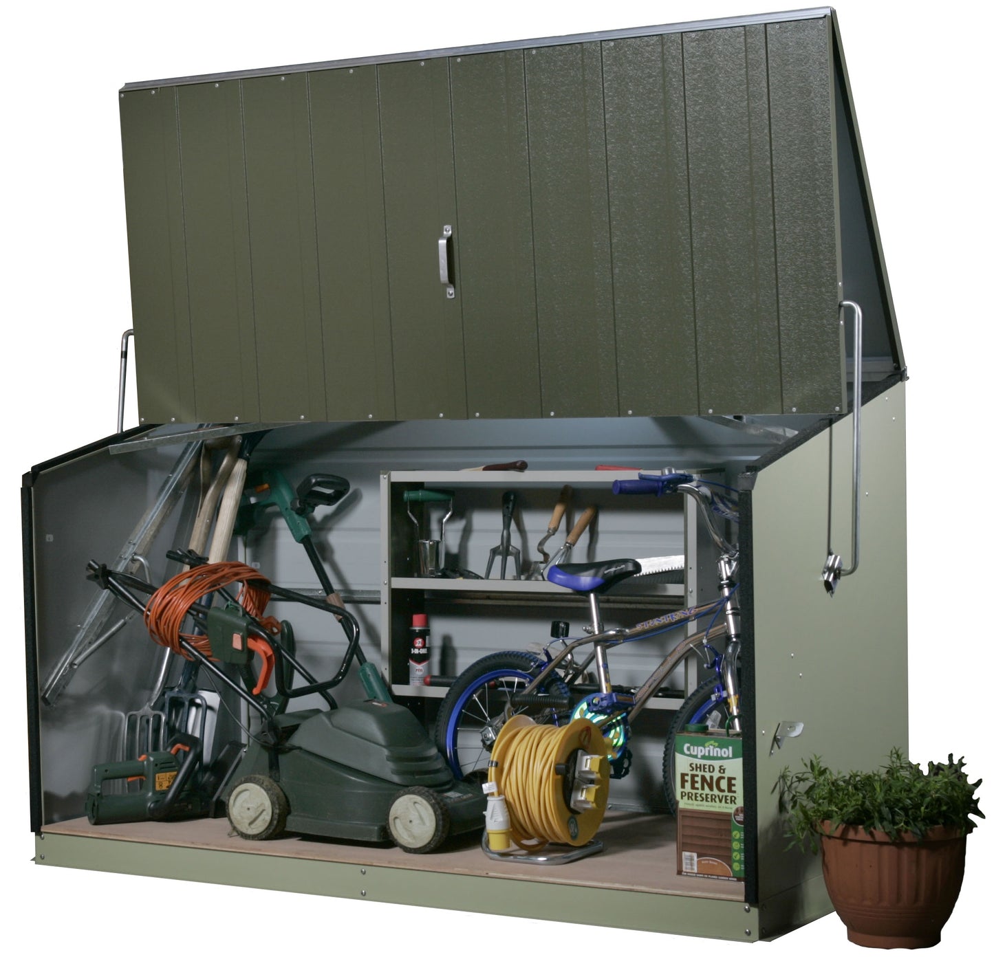 Trimetals Storeguard Metal Outdoor Storage Unit - Olive & Moorland Green - Premium Garden