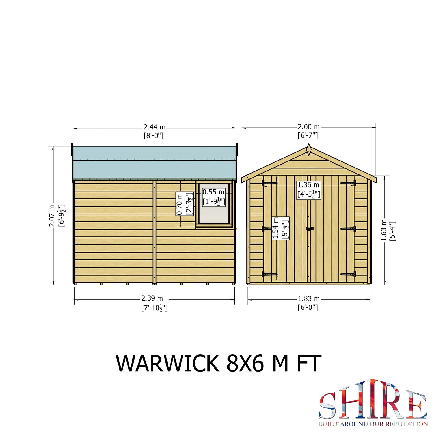 Shire 8 X 6 Warwick Double Door Shed - Premium Garden
